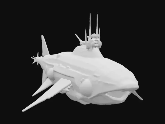 3D model for Create a chrono-trigger style dolphin-shaped submarine shooting a torpedo. Aliencore, futurecore, cybercore. 8k NVIDIA textures, Unity engine, game-ready, stylized and articulate. #ChronoForgeWeapon#