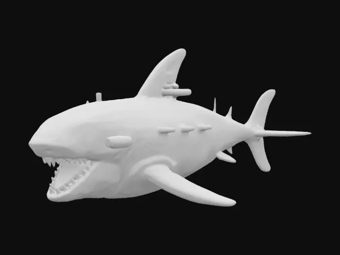 3D model for Create a chrono-trigger style orca-shaped submarine shooting a torpedo. Aliencore, futurecore, cybercore. 8k NVIDIA textures, Unity engine, game-ready, stylized and articulate. #ChronoForgeWeapon#