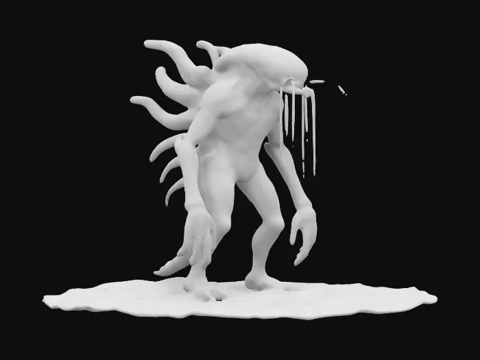 3D model for Create a prawn alien creature from the movie “District 9”, combined with a xenomorph covered in thin cloudy water. Aliencore, futurecore, cybercore. Grotesque biotech, leaking black blood. Standing in goop. 8k NVIDIA textures, Unity engine, game-ready, stylized and articulate. #ChronoForgeWeapon#