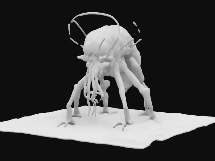 3D model for Create a prawn alien creature from the movie “District 9”, combined with a xenomorph covered in thin cloudy water. Aliencore, futurecore, cybercore. Grotesque biotech, leaking black blood. Standing in goop. 8k NVIDIA textures, Unity engine, game-ready, stylized and articulate. #ChronoForgeWeapon#