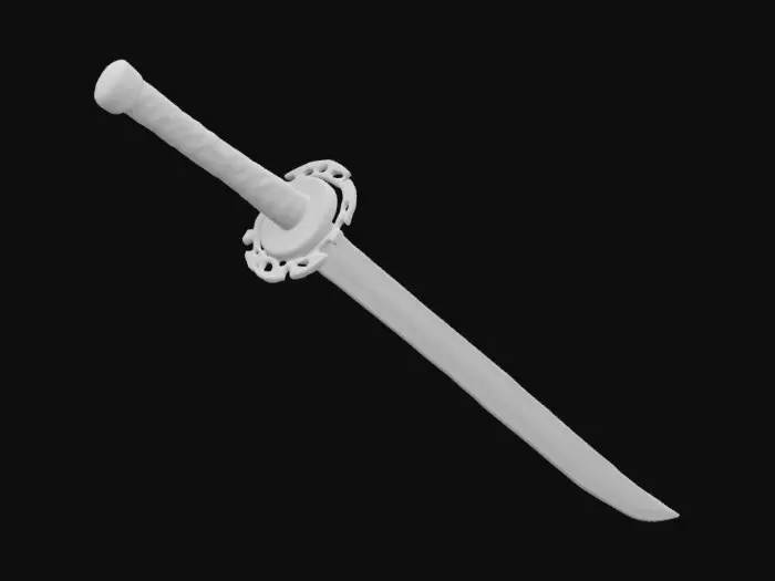 3D model for An astonishing ruby Zanpakutō katana sword, shining metallic gold outline. The blade is made of transparent ruby composite. 8k ultra-poly details.