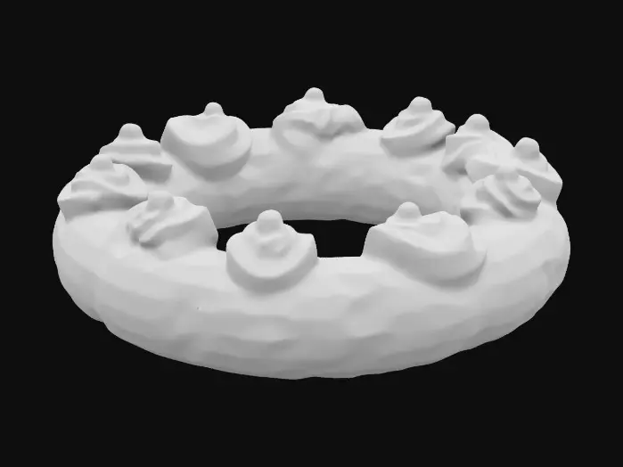 3D model for A vastly superior large pool-toy, a stylized totally unique lit candy-themed pool-float. Made of high quality material, 8k textures. Medium-poly model,  with RGB LED lights at night.