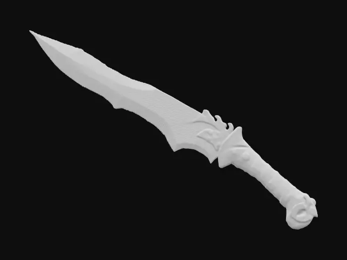 3D model for Medium-poly, Pixar style, A prison shiv, translucent polished white stone. , #ChronoForgeWeapon#