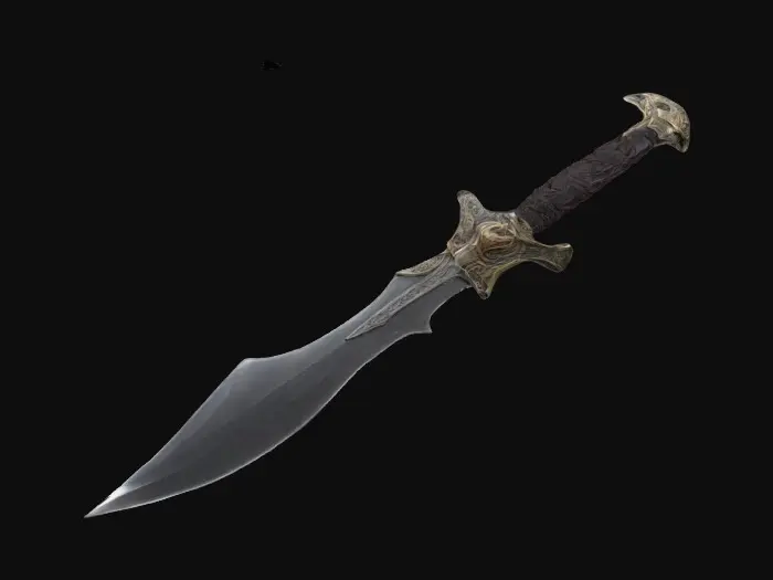 3D model for A one handed Klingon blade. translucent polished blade. 8K