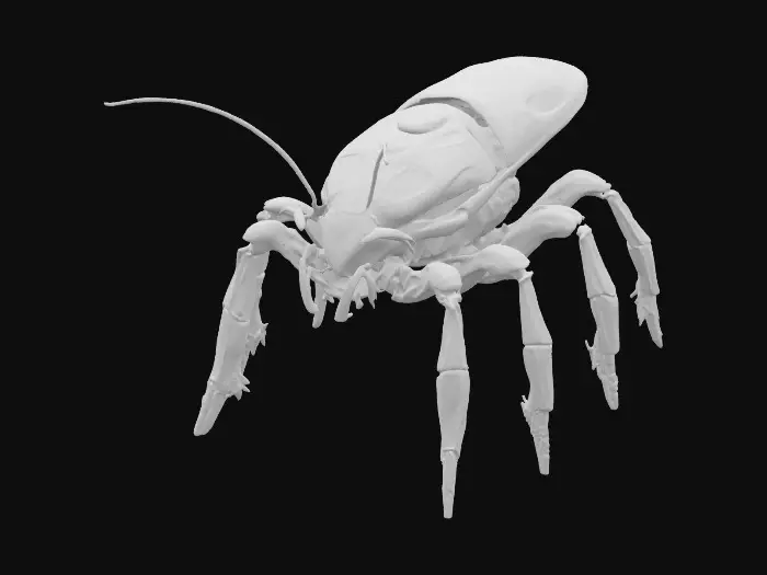 3D model for Cyber Roach Warrior 8k standing.