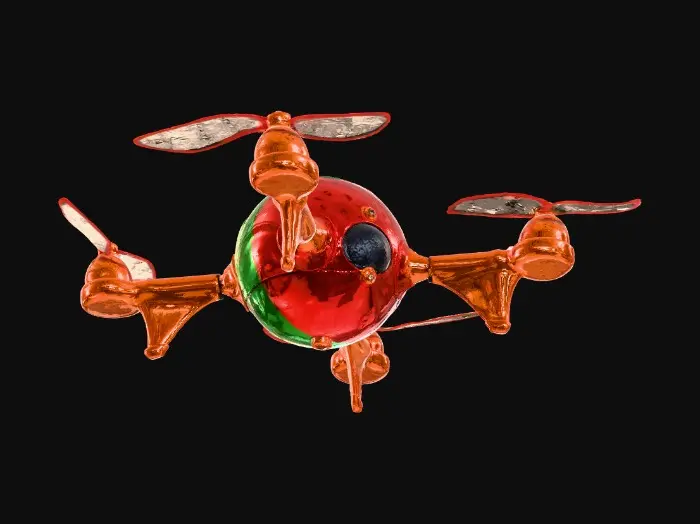 3D model for Colored glass Christmas drone. With camera, 8K, #Christmas2025#