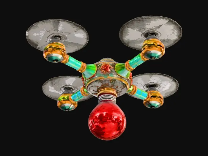 3D model for Colored glass Christmas drone. With Christmas bulb hanging from it. 8K, #Christmas2025#