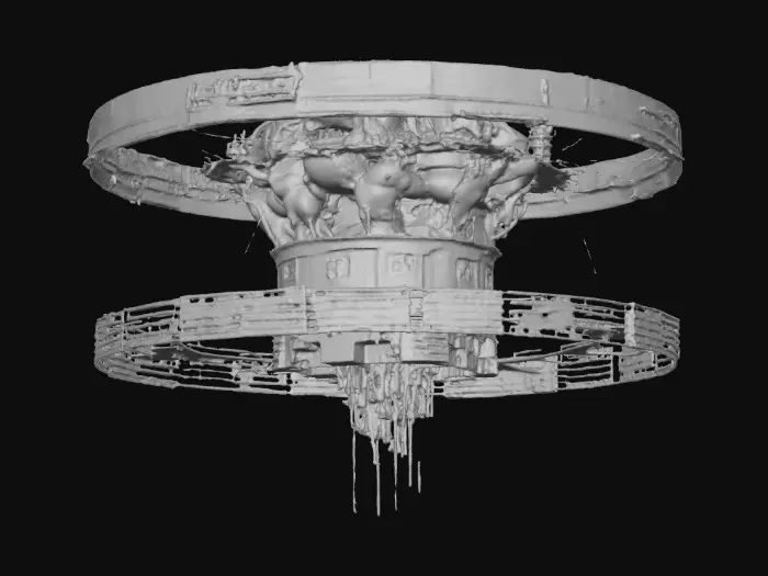 3D model for Skyborne Christmas, huge mothership UFO, 8K alien hovering over a city. Metallic, super modern, high-tech.#Christmas2025#