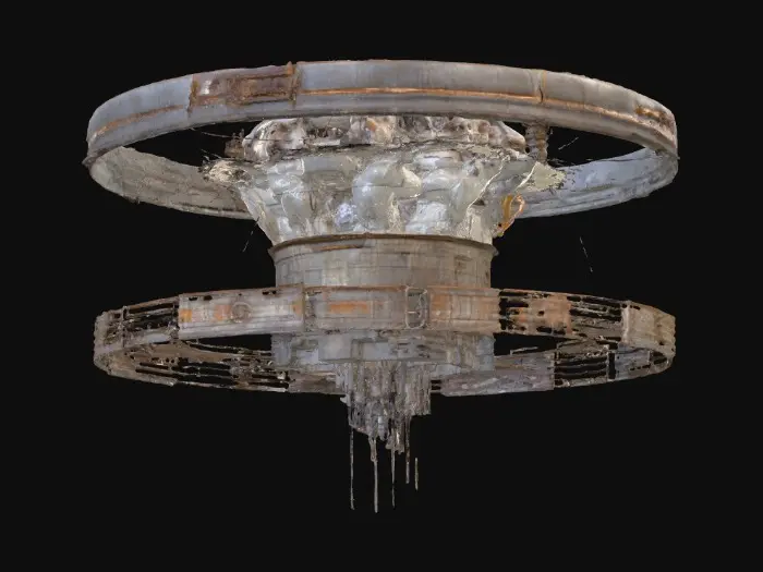 3D model for Skyborne Christmas, huge mothership UFO, 8K alien hovering over a city. Metallic, super modern, high-tech.#Christmas2025#