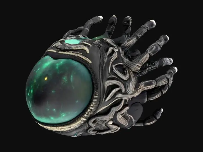 3D model for A Giger Alien xenomorph theme faberage egg. 8K Detail, artistic masterpiece.