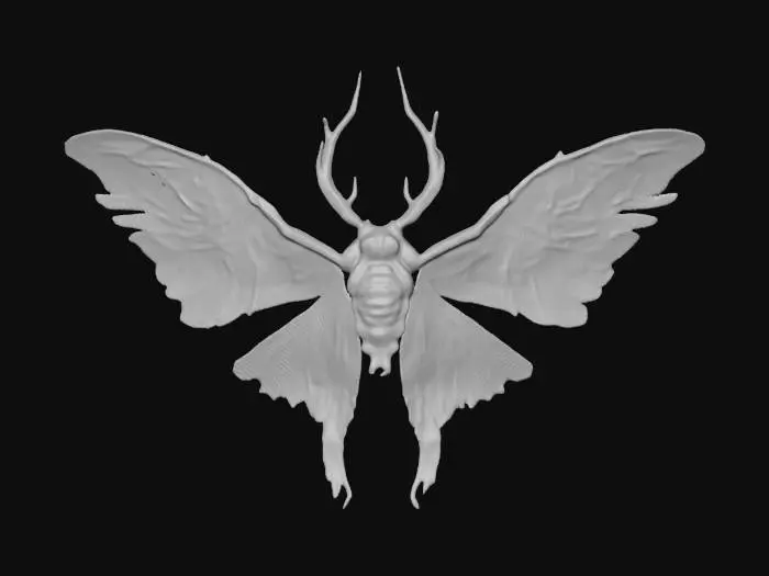 3D model for A 10-meter black witch Moth made of intricate ornately crafted ice. #ChristmasAdventure#