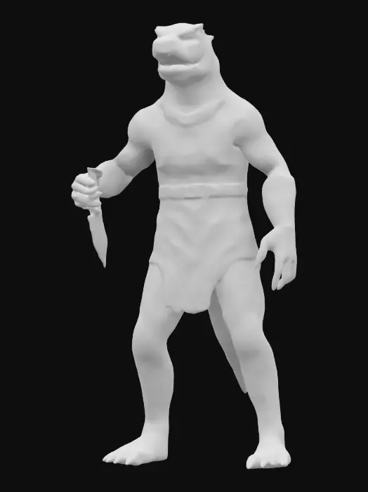 3D model for Life-size, Full Body, Symmetrical Body, Sci-Fi, stylized, yaoi, shots character of a Gorn warrior as a boy child, dressed for Christmas. Made of well-lit candy color glass. #ChristmasAdventure#
