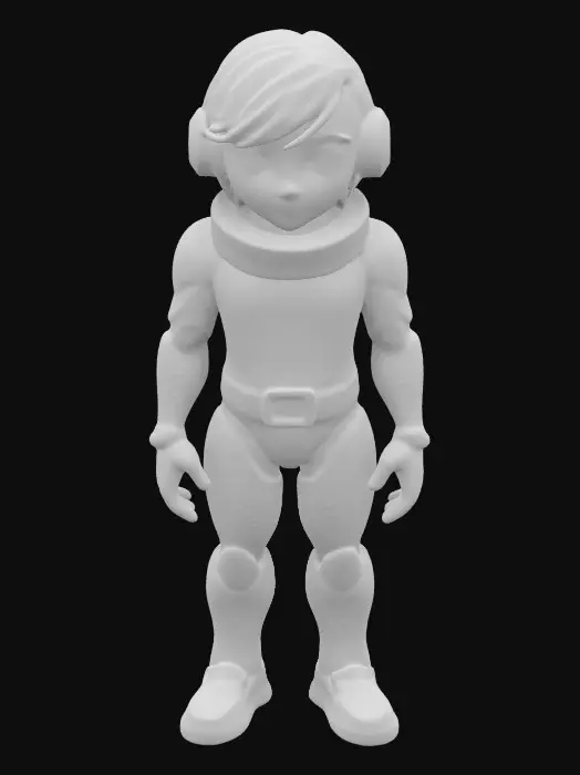 3D model for Life-size, Full Body, Symmetrical Body, Sci-Fi, stylized, yaoi, shota character of Data played by Brent Spiner as an android boy child, dressed for Christmas. Made of well-lit candy color glass. #ChristmasAdventure#