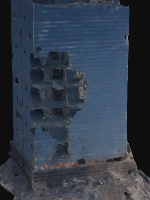 3D model for A 128-meter by 128-meter, life-size high-rise, skyscraper, disaster, ruble, 4K uhd, #newyear#