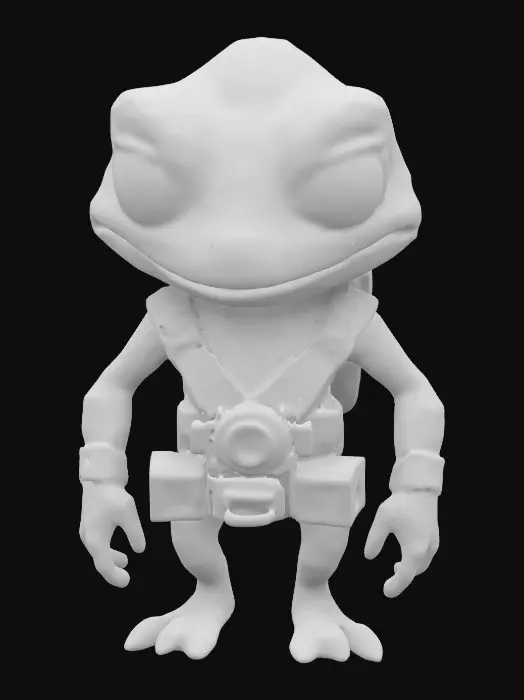 3D model for Low-poly, cartoon, A male character, nude, naked, rustborne industrialpunk, humanoid gecko, 8k highly detailed features. Naked unusual patterns, intelligence officer.