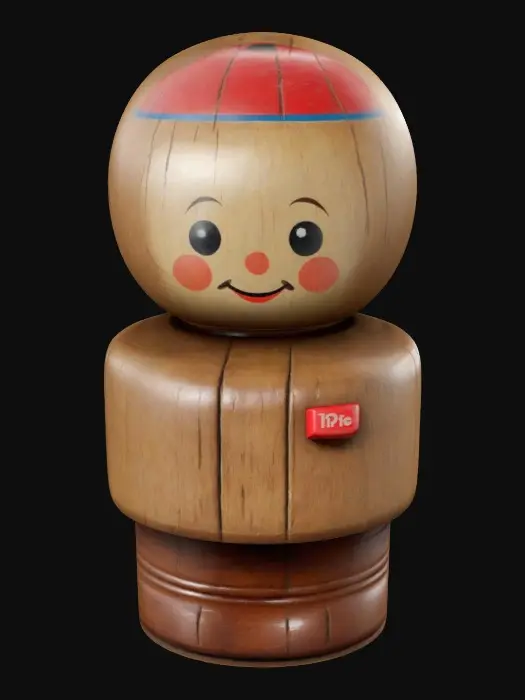 3D model for Vintage wooden Fisher-Price Little-People, Unreal-Engine, NVIDIA, game-ready.  #game figure#