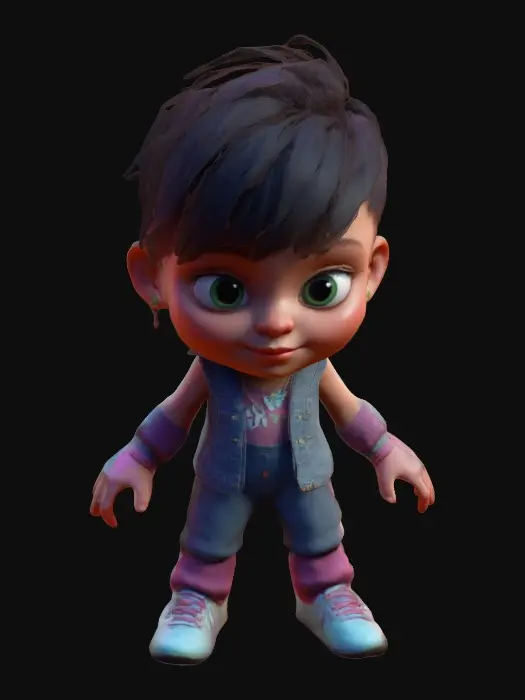 3D model for Stylized child character from Just-Dance, 1984, Rhythm-Nation, NVIDIA, 8k textures, Unity-engine, game-figure, #game figure#