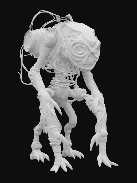 3D model for A stylized Planet-of-the-Apes anthropomorphic cryptid. 8K high-poly. Sentient. Mudborne, industrialpunk. Unity-Engine, NVIDIA.