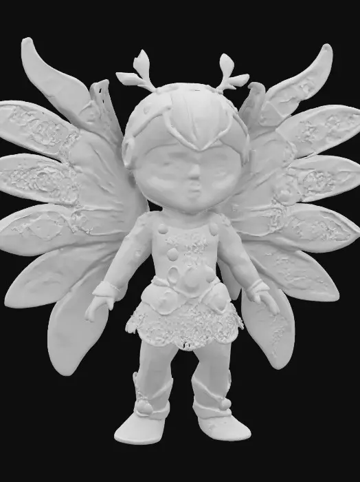 3D model for A Battlestar-Galactica fairychild. 8K Glass-figure, gold and diamond. Beauty-shot, sparkling, 1984 style. LED-Light. #fairy#