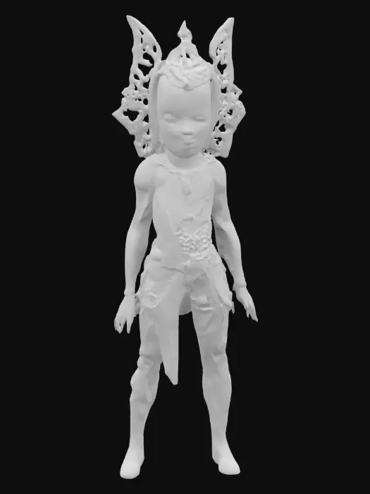 3D model for A Battlestar-Galactica fairychild. 8K Glass-figure, gold and diamond. Beauty-shot, sparkling, 1984 style. LED-Light. #fairy#