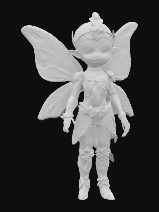 3D model for A Star-Wars fairychild. 8K Glass-figure, gold and diamond. Beauty-shot, sparkling 1984. #fairy#