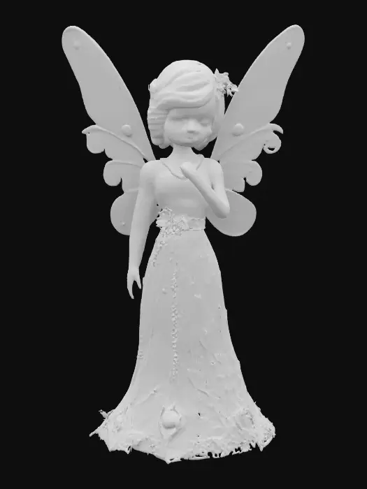 3D model for A Land-of-the-Lost fairychild. 8K Glass-figure, gold and precious-gems. beauty-shot, sparkling, 1974 style. LED-Light. #fairy#