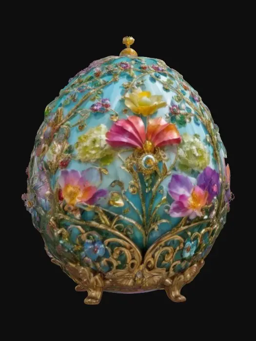 3D model for A colorful Bridgerton theme faberage-egg. 8K Detail, artistic masterpiece.