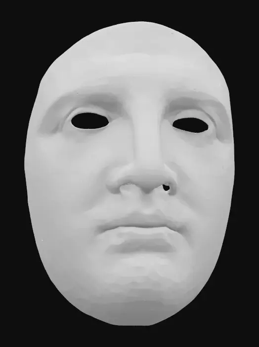 3D model for Faceless Enigma, metallic silver mask. 8k