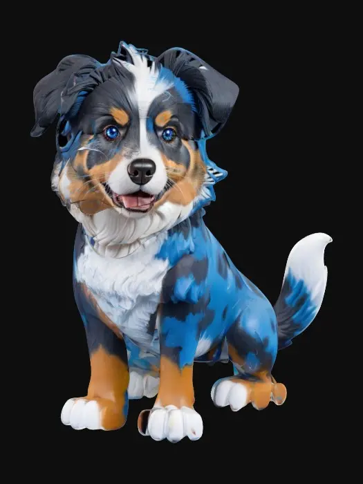 3D model for Bluey, a super-articulated square Australian-Shepheard, action-figure.  #game figure#