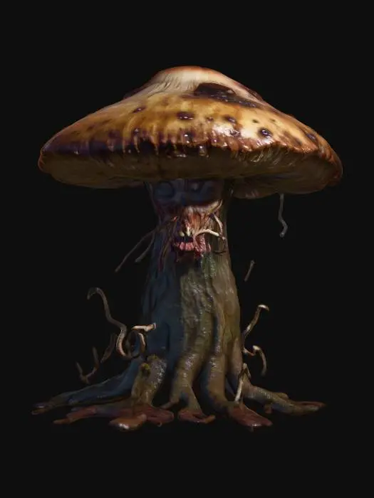 3D model for The Last of Us, mushroom head, Mantango fungoid. 8k.