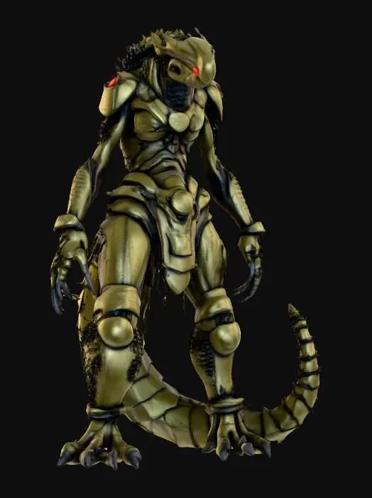 3D model for A 7-foot tall, stylized Planet-of-the-Apes style, anthropomorphic cryptid. 8K high-poly. Sentient. Mudborne, industrialpunk. Unity-Engine, NVIDIA. Not-primate, disregard primate like species.