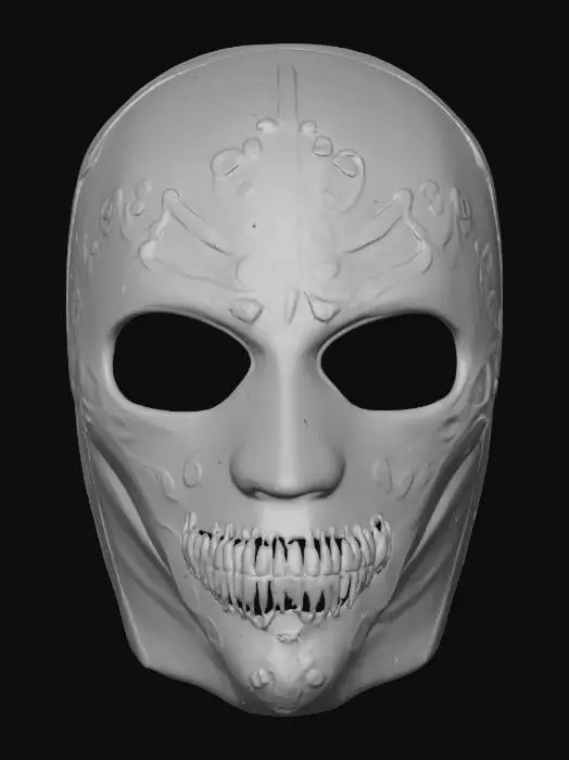 3D model for A unique cyber masquerade mask, of an infamous serial-killer as a child.  Even though it’s horrific the mask should be professionally designed, transparent silicon accents, ornate craftsmanship, intricate details, 8k textures.