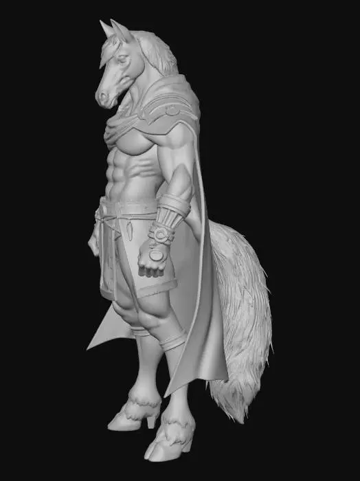 3D model for can you paint a perfect picture of an artistic nude horseman "anthropomorphic horse" posing for an art studio