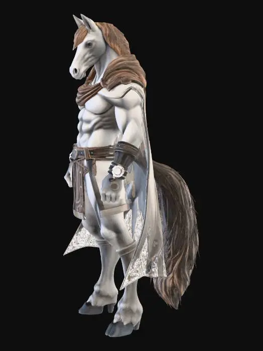 3D model for can you paint a perfect picture of an artistic nude horseman "anthropomorphic horse" posing for an art studio