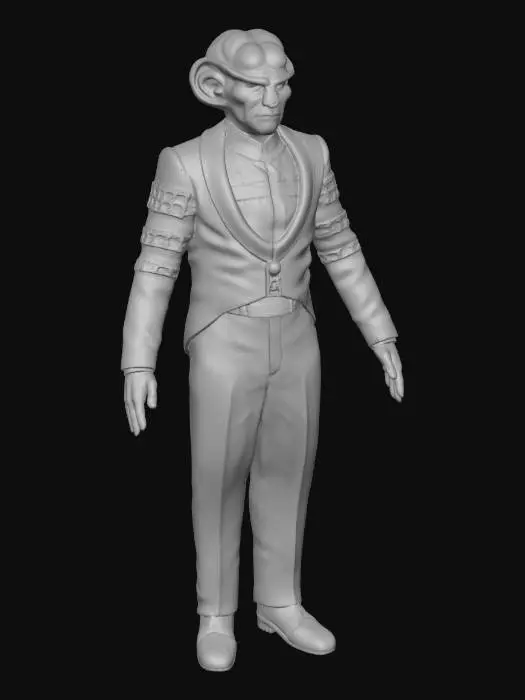 3D model for large-Eared Ferengi, standing as tall as he can.