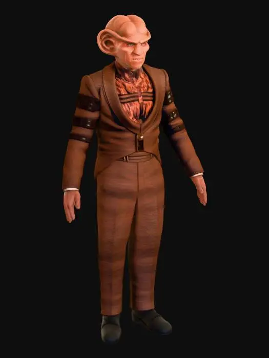 3D model for large-Eared Ferengi, standing as tall as he can.