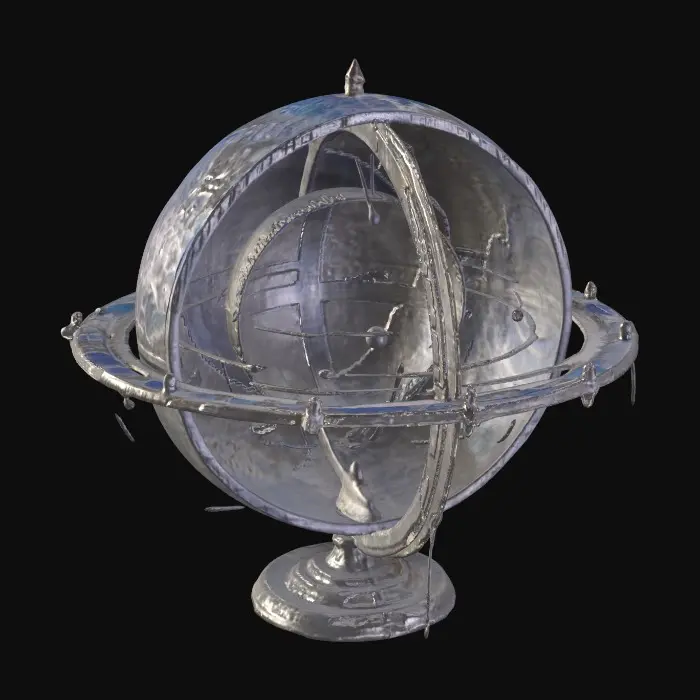 3D model for A 10-meter life-size detailed Earth and Moon orrery made of intricate crafted glass and fine metal construction, desperate the Earth and Moon proportionality, use 2k surface textures and topography, deeply carved details, master craftsmanship, discretionary Christmas decoration, well lit, outside, center of the park, 4k, NVIDIA volumetric lighting. #ChristmasAdventure#
