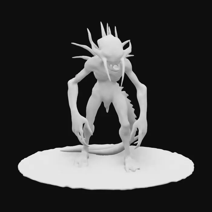 3D model for Create a prawn alien creature from the movie “District 9”, combined with a xenomorph covered in thin cloudy water. Aliencore, futurecore, cybercore. Grotesque biotech, leaking black blood. Standing in goop. 8k NVIDIA textures, Unity engine, game-ready, stylized and articulate. #ChronoForgeWeapon#