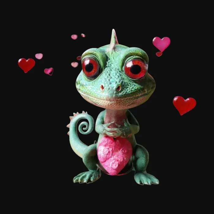 3D model for A love lizard. Glass eyes. #valentine#