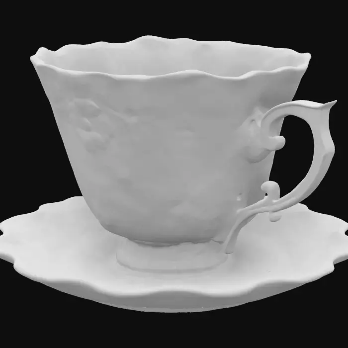3D model for A colorful Bridgerton theme intricate teacup. 8K Detail, artistic masterpiece. Royal, regal, gold, porcelain, #fairy#