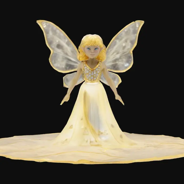 3D model for A Star-Trek fairychild. 8K Glass-figure, gold and diamond. Beauty-shot, sparkling 1984. #fairy#