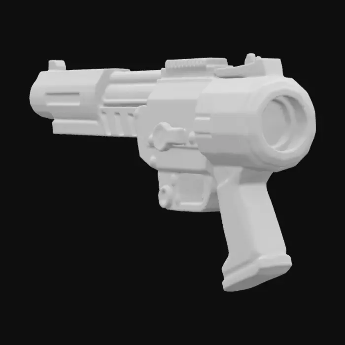 3D model for Low-poly perfection, cartoon masterpiece, Luke-Skywalkers laser-pistol. Chronos-forge style. #ChronoForgeWeapon#
