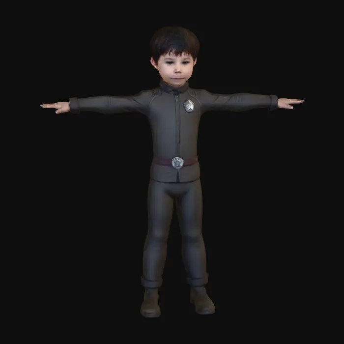3D model for Boxey (Noah Hathaway), a boy from Battlestar Galactica, 8k. studio quality,