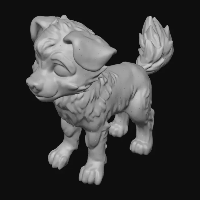 3D model for Bluey, a super-articulated square Australian-Shepheard, action-figure. #game figure#