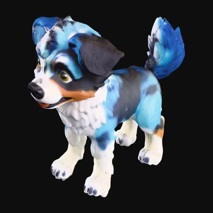3D model for Bluey, a super-articulated square Australian-Shepheard, action-figure. #game figure#