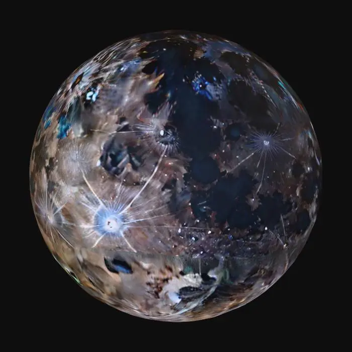 3D model for Earths Moon. Perfectly textured. 8k, ornamental, ornate, intricate.