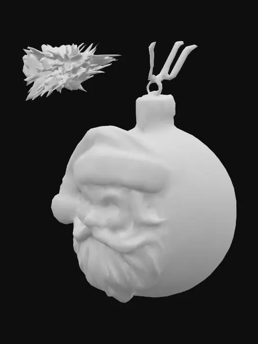 3D model for generate a circle-shaped Christmas tree ornament with Santa's head inside the circle