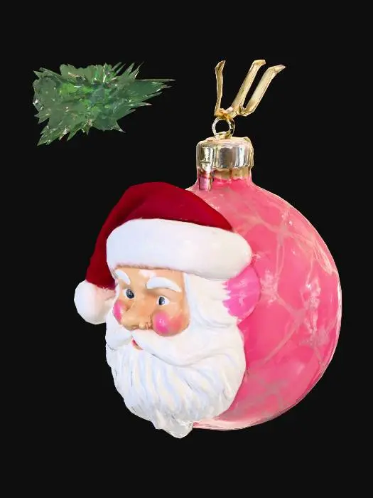 3D model for generate a circle-shaped Christmas tree ornament with Santa's head inside the circle