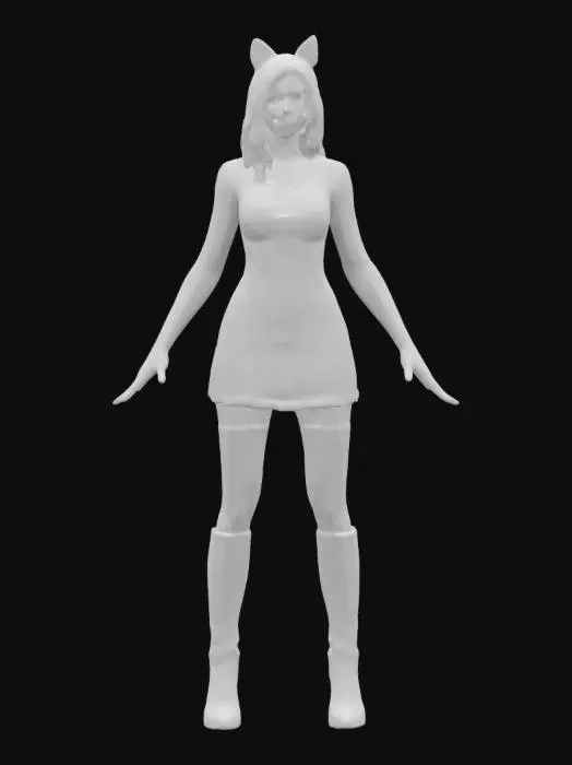 3D model for full body, Beautiful La Katrina, realism, high resolution, highly detailed, beautiful sugar skull make-up, realistic adult female body proportions, neutral expression, A-pose, game asset, beautiful face with realistic features and well defined facial profile. Short black gothic sheer lace dress and high heeled leather boots