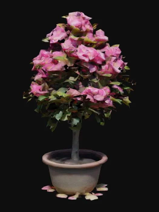 3D model for beautiful flowering crab-apple tree in a pot. , #garden#